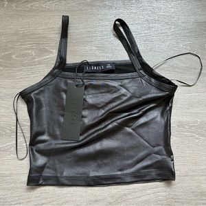 Lioness Clueless Leather Look Cami Crop Top